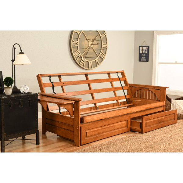 Winston Porter Johnte Full-size Futon Frame Includes Storage Drawers ...