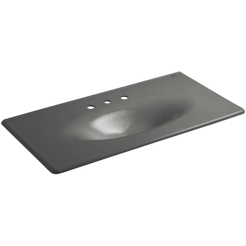Dessus de salle de bain simple 44 po meuble-lavabo Iron Impressions, Gris tonnerre, Centres de 8 po