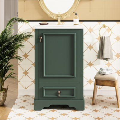 20" Bathroom Vanity In , With Ceramic Sink, Soft - Close Feature, And Adjustable Storage 20 Inch For Small Bathrooms, Featuring Solid Wood Frame, Smart
