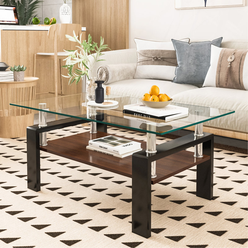 Rectangle Coffee Table, Black, Clear