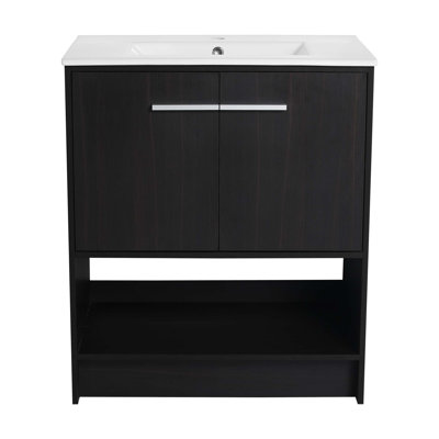 Meuble-lavabo 30 po avec lavabo en céramique, 2 portes à fermeture douce, meuble-lavabo autoportant, contreplaqué