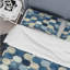 Ensemble de housse de couette moderne bleu et blanc à motif hexagonal I-109155613