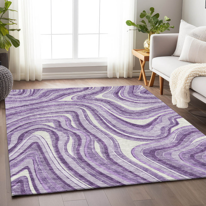 Premium Machine Washable Prisco Lavender Rug, Rectangle 2'6" x 3'10"
