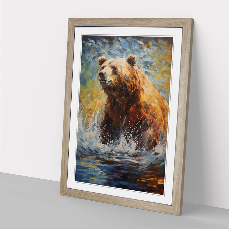 Bear Impressionism - Framed Print, Oak Framed, 64cm H x 46cm W x 2cm D