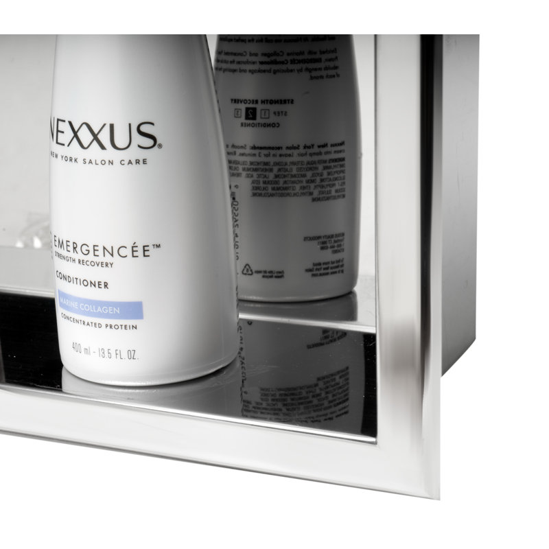 Niche de douche horizontale simple en acier inoxydable, Acier inoxydable poli
