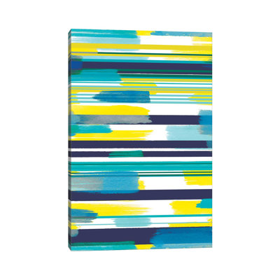 Modern Marine Stripes Yellow by Ninola Design - Wrapped Canvas Print