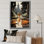 Art bouddhiste orange, empreintes de bouddhas II - art mural bouddhiste, salon