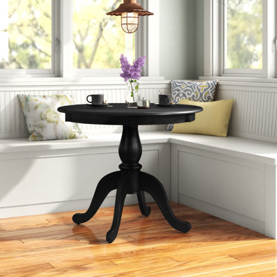 Classic Black 36-Inch Round Dining Table with Space-Saving Pedestal Base