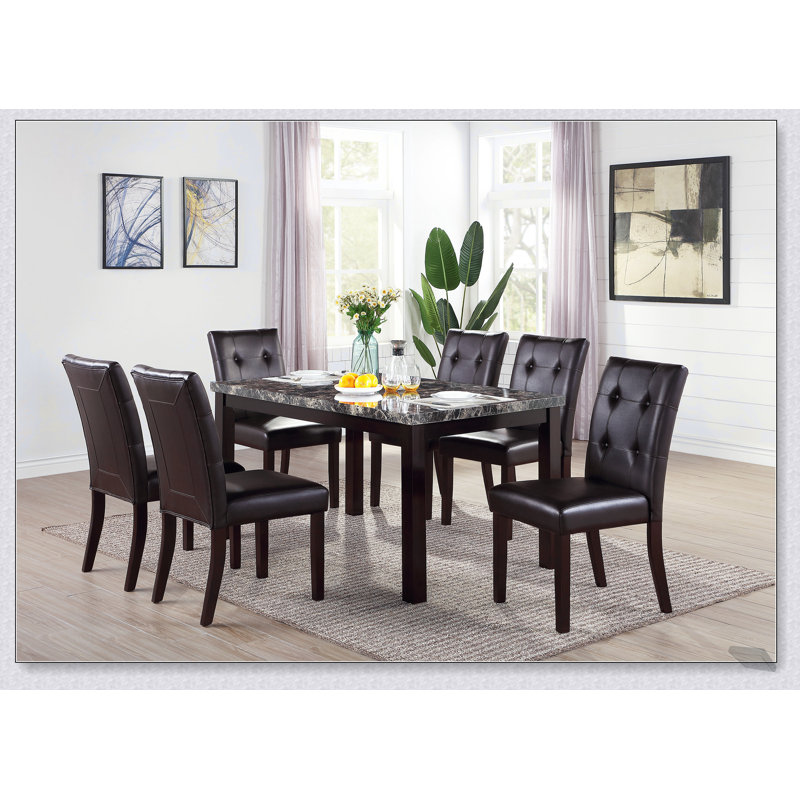 Élégantes chaises capitonnées capitonnées à boutons, brun foncé (ensemble de 2), confortables et durables pour toute salle à manger