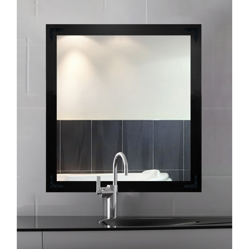 Heavner Flat Wall Mirror, Black, 25" H x 25" W