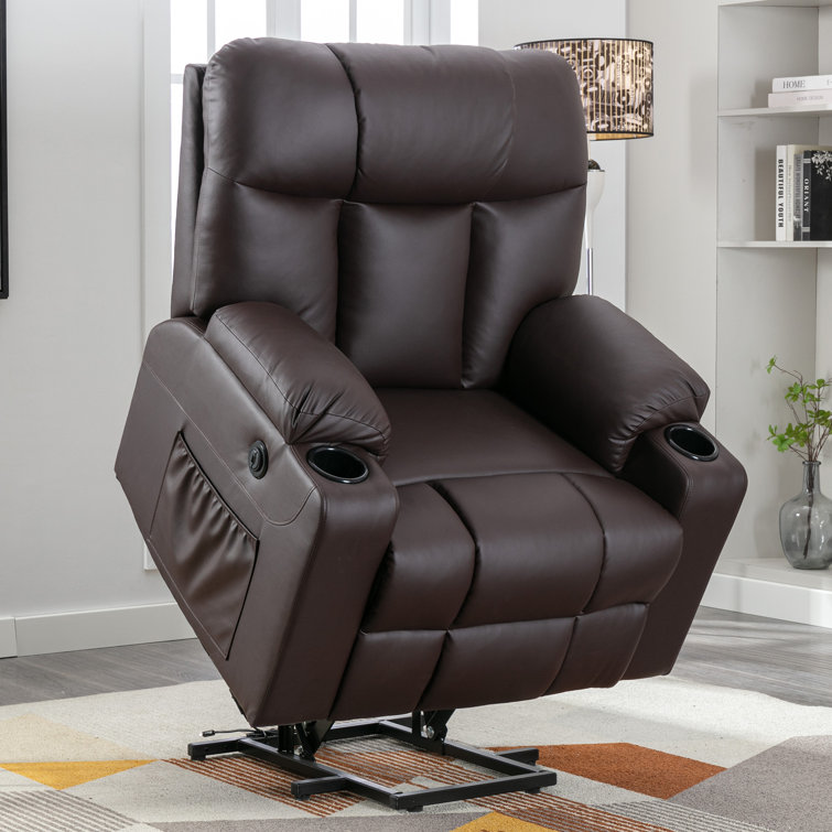 38'' W Super Soft And Oversize Top Leather Lift Assist Power Recliner&Hometheater With Heat And Massage(Include 2 Cupholders)