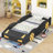 Race Car-Shaped Full Size Bed With Storage - Dark Blue + Yellow Robust Construction For Bedroom Use Car Platform & Use, Comfort And-410978753-410978755