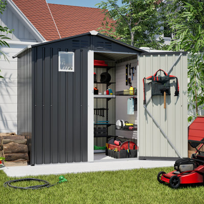 6x4 Ft Outdoor Metal Storage Shed for Garden Tools with Door Lock For Garden Patio Furniture AndTools
