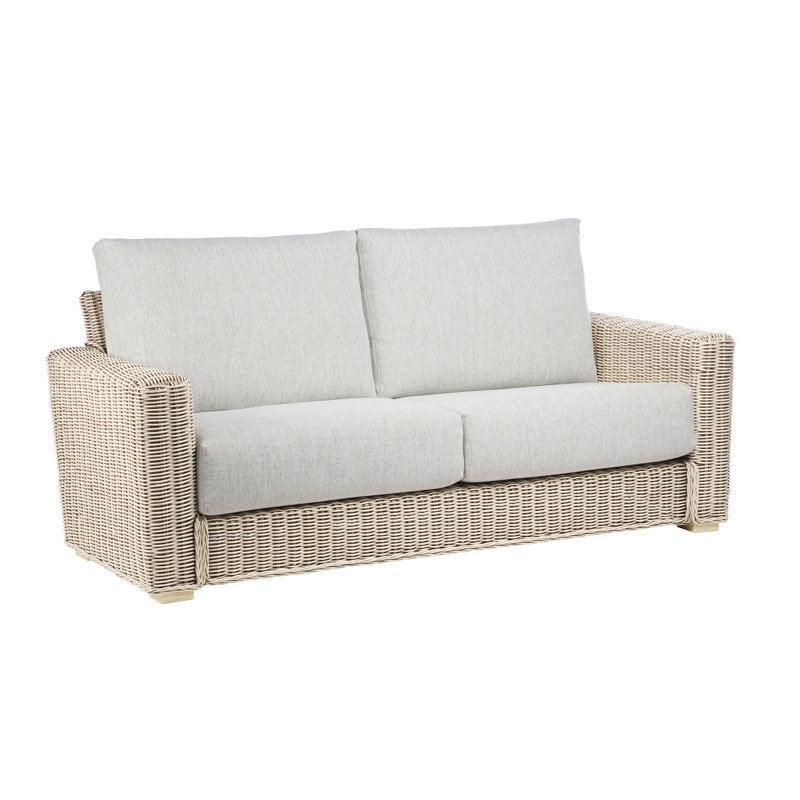 Karina 3 Seater Sofa, Beige/Blue/Yellow, Natural Wash, Rattan/Wicker