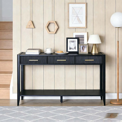 60" Painted Console Table with 3 Drawers,Wooden Entryway Table with Storage Shelf