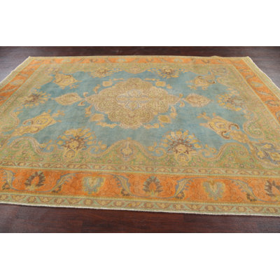 Tapis floral motif persan Tabriz noué à la main 8 x 11