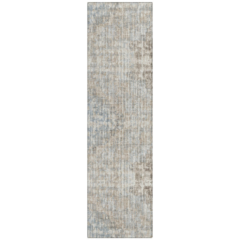 Machine Washable Indoor/Outdoor Xhevrie Putty Rug, Runner 2'3" x 7'6"
