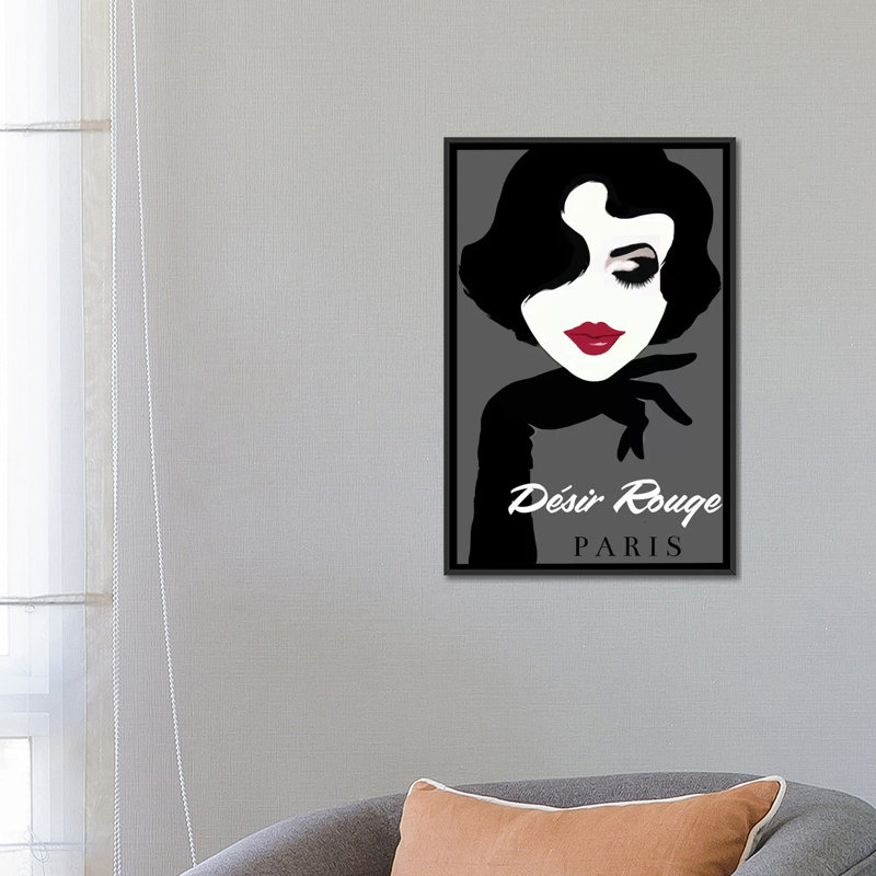 « decorsir rouge paris », reproduction d’impression sur toile, H 26 po x l 18 po x P 1,5 po, Toile avec cadre noir