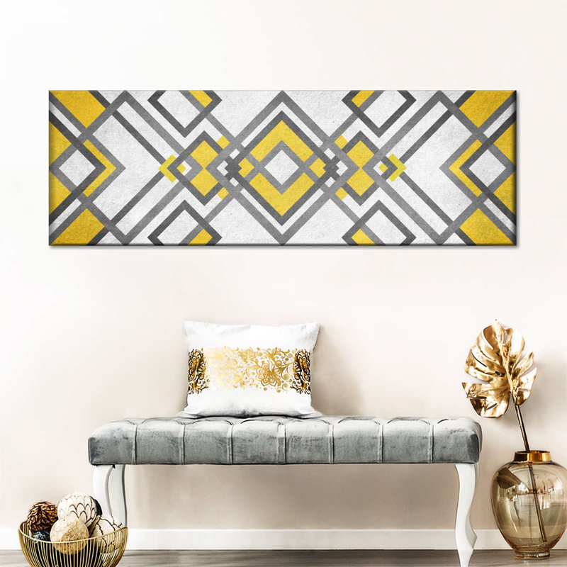 Diamant abstrait géométrique sur toile, H 15 po x l 45 po x P 1,25 po
