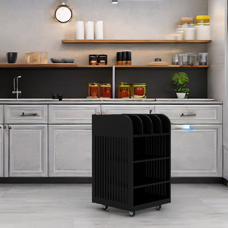 Navendra Wood Kitchen Cart, Black