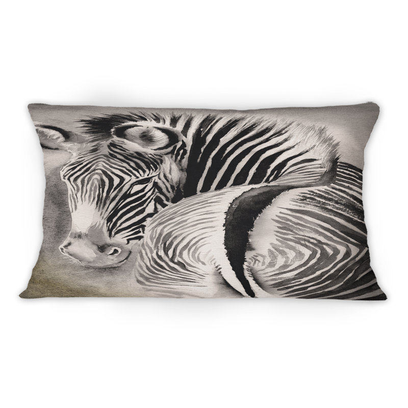 Zèbre avec rayures contrastantes noir et blanc IV - Coussin décoratif traditionnel imprimé 1