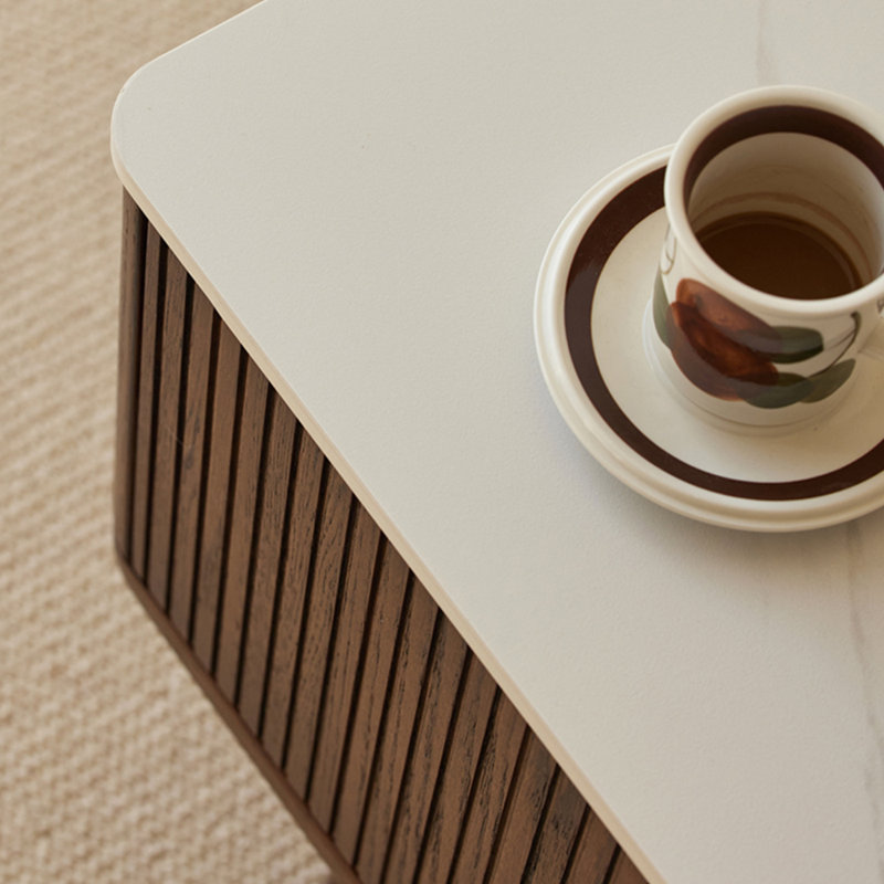 Meuble télé avec cadre en bois massif de style américain, Crème / noyer noir, 70.87"