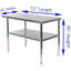 Table de préparation en acier inoxydable. Table de travail en métal de calibre 18 avec tablette inférieure. NSF-1763680979