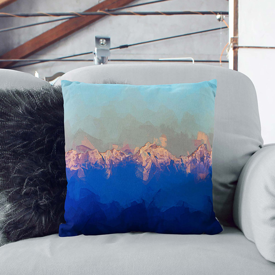 High Mountain Peaks of the Alps in Abstract Cushion with Filling