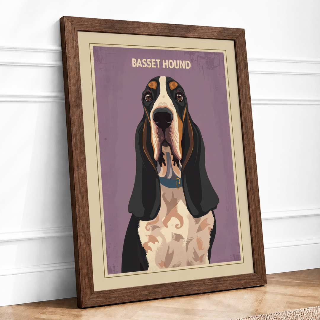 Basset Hound Portrait Modern - Framed Print