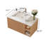 Meuble-lavabo simple mural de 30 po avec lavabo Veesel en céramique, comptoir en pierre frittée et armoire en bois cannelé, finition en bois clair, 2 portes à fermeture douce et tablettes ouvertes-610633039-733914451