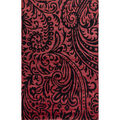 Tapis en soie et corail foncé tissé à la main Livinia