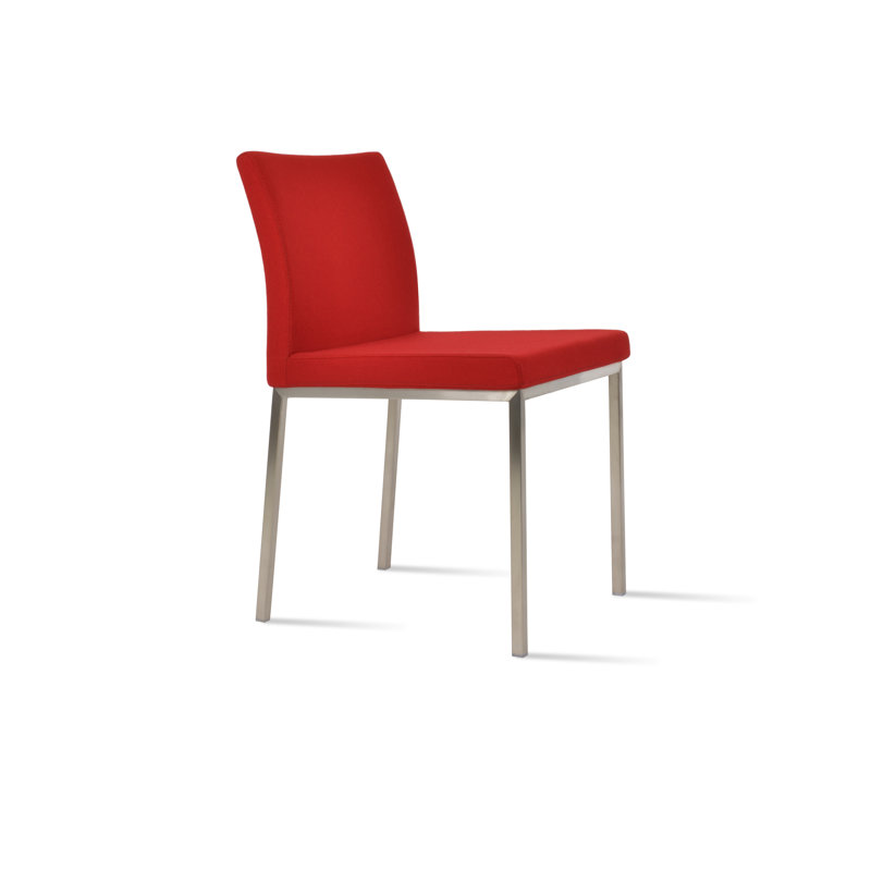 Chaise d'appoint en métal Aria, Laine rouge, Acier inoxydable