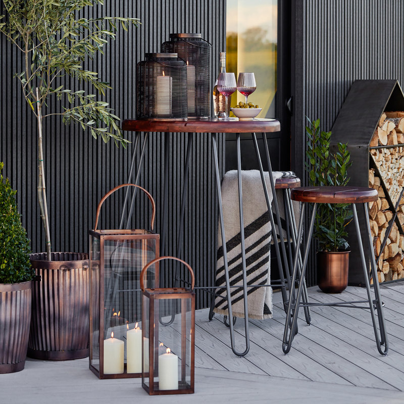 Hampton Woven Metal Lantern, 40cm H x 24cm W x 9.45cm D