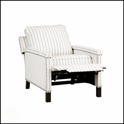 Fauteuil inclinable de salon traditionnel avec tissu texturé, garniture cloutée et structure en bois massif pour un confort élégant