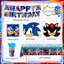 Ensemble de vaisselle 128 pièces Sonic Birthday Party, vaisselle de forme irrégulière Sonic Party