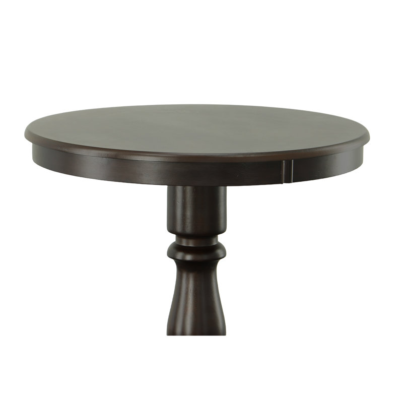 Classic Black 30" Round Pedestal Bar Table with Space-Saving Design, Espresso