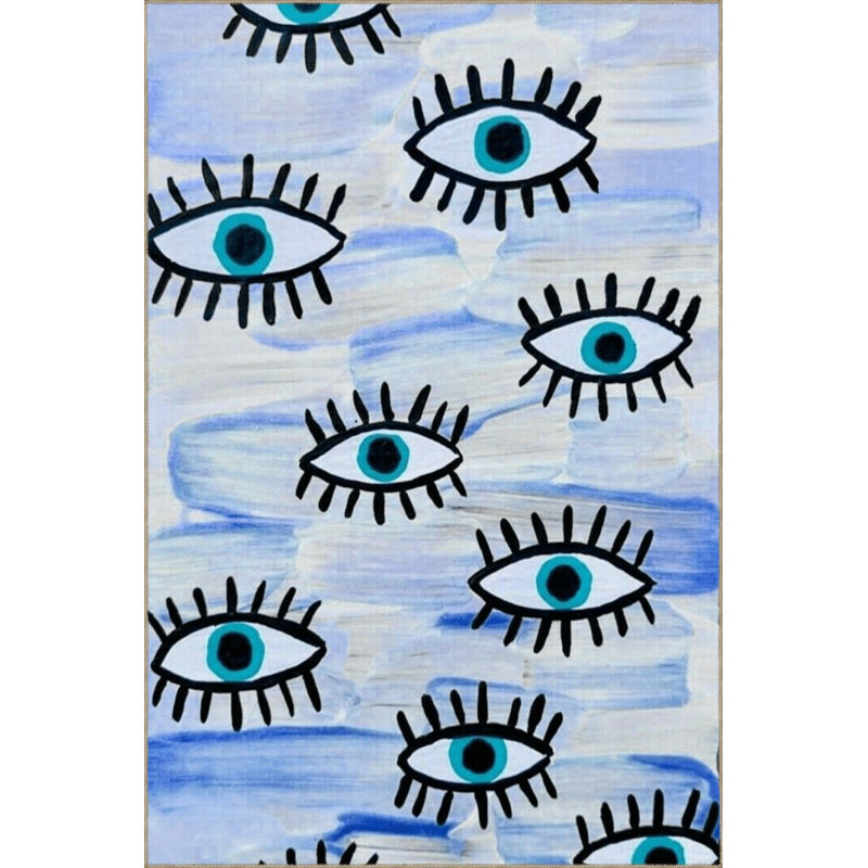 Tapis lavable décoratif Blue Eye, Sous-tapis rectangulaire 2 pi 6 po x 4 pi 11 po