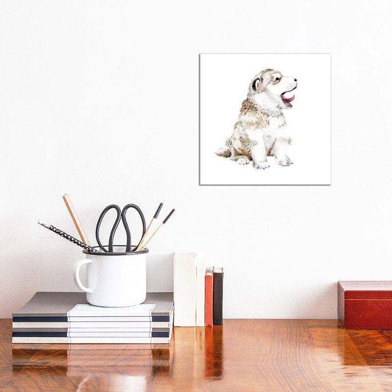 Happy Husky Puppy by Wandering Laur - Wrapped Canvas Painting, 30.48 cm H x 30.48 cm W