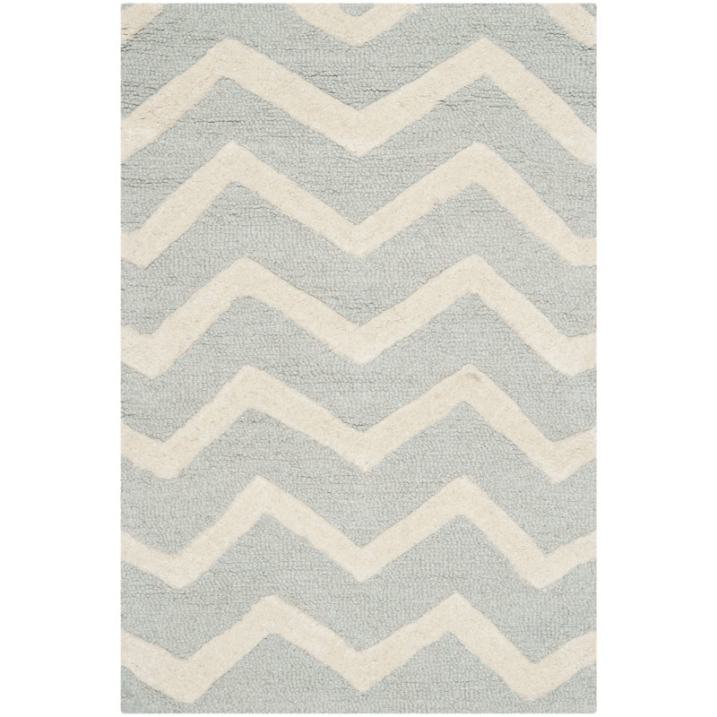 Sanyla Hand Tufted Wool Chevron Rug, Rectangle 2'6" x 4'