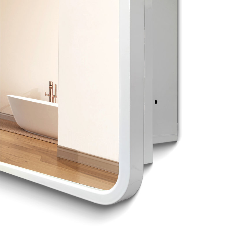 Armoire à pharmacie 24 po x 32 po à fixation murale ou encastrée en métal blanc avec miroir, Blanc