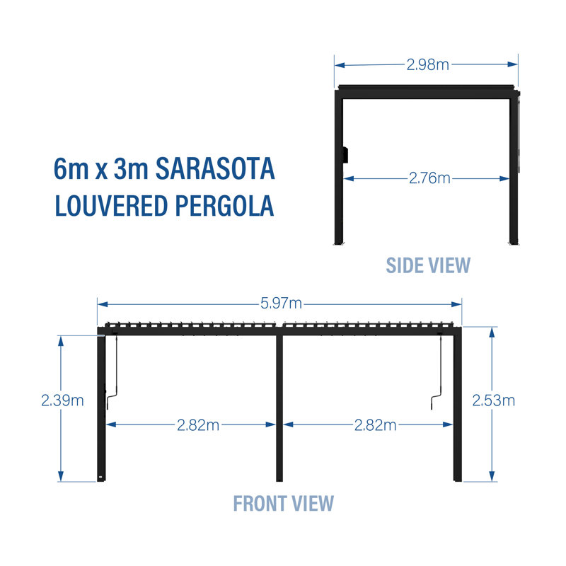 Backyard Discovery Sarasota Louvered Steel Outdoor Patio Pergola With Powerport 6m X 3m (20ft X 10ft)