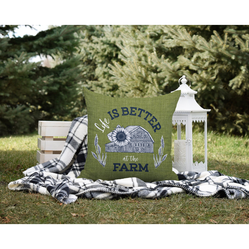Coussin intérieur / extérieur Hickory Country Farm, L 17 po x H 17 po, Vert