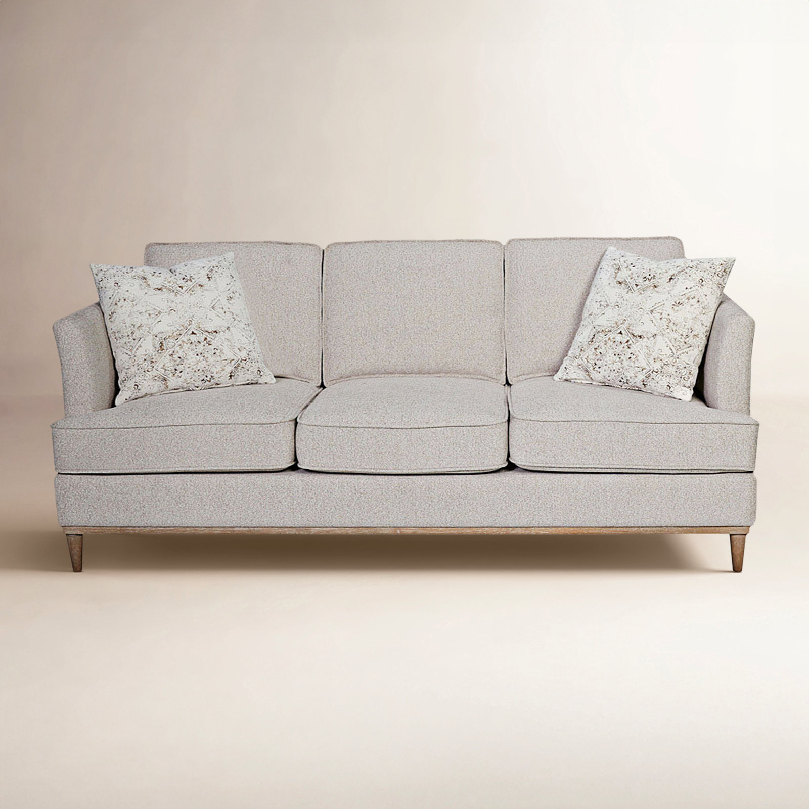 Haley Upholstered Sofa with Pillows, Sand