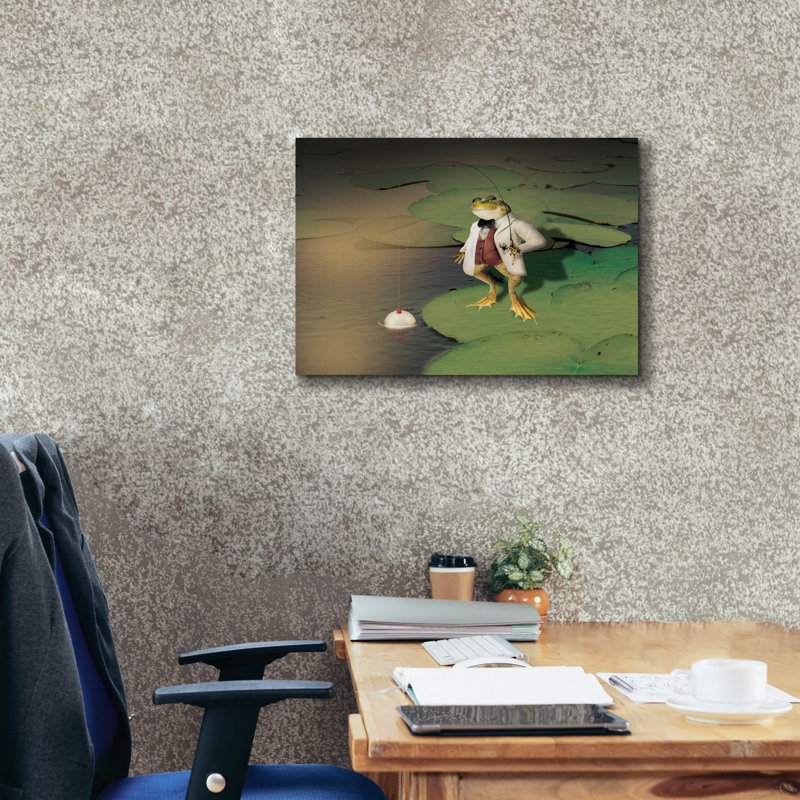 «Epog Graffiti» «Frog Fishing» par John Hovenstine, art mural sur toile, 24 po x 20 po, H 20 po x l 24 po