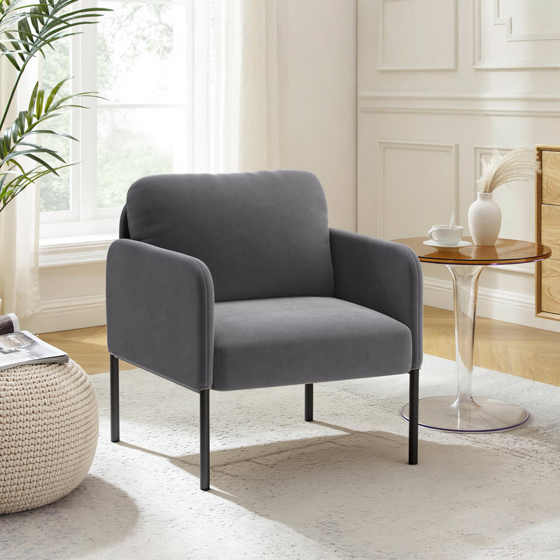 Velvet Armchair, Grey