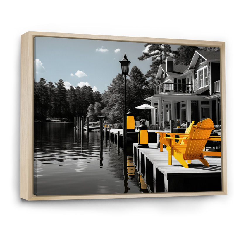 «Yellow and Gray Lakehouse Dockside Serenade II», reproduction sur toile, H 34 po x l 44 po x P 1,5 po