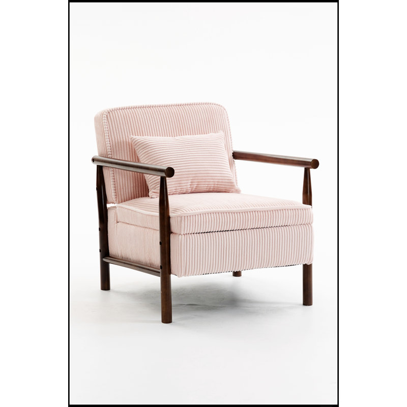 Fauteuil d'appoint moderne du milieu du siècle avec structure en bois, fauteuils de salon rembourrés avec coussin lombaire pour une lecture et une détente confortables