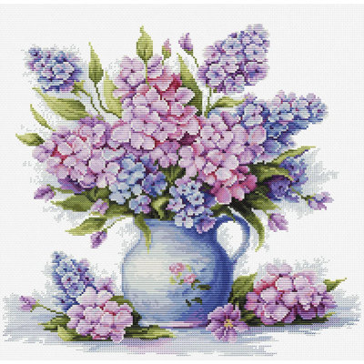 Ensemble de points de croix comptés «The Bloom of Fragile Hope Lilac in a Jug» par Luca-S B7059L
