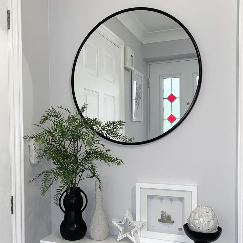 Miroir de salle de bain rond noir en métal 20 pouces