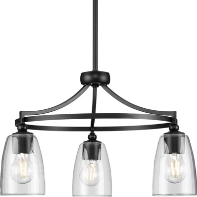 Nouveau lustre traditionnel en verre transparent à trois lumières Ahkil